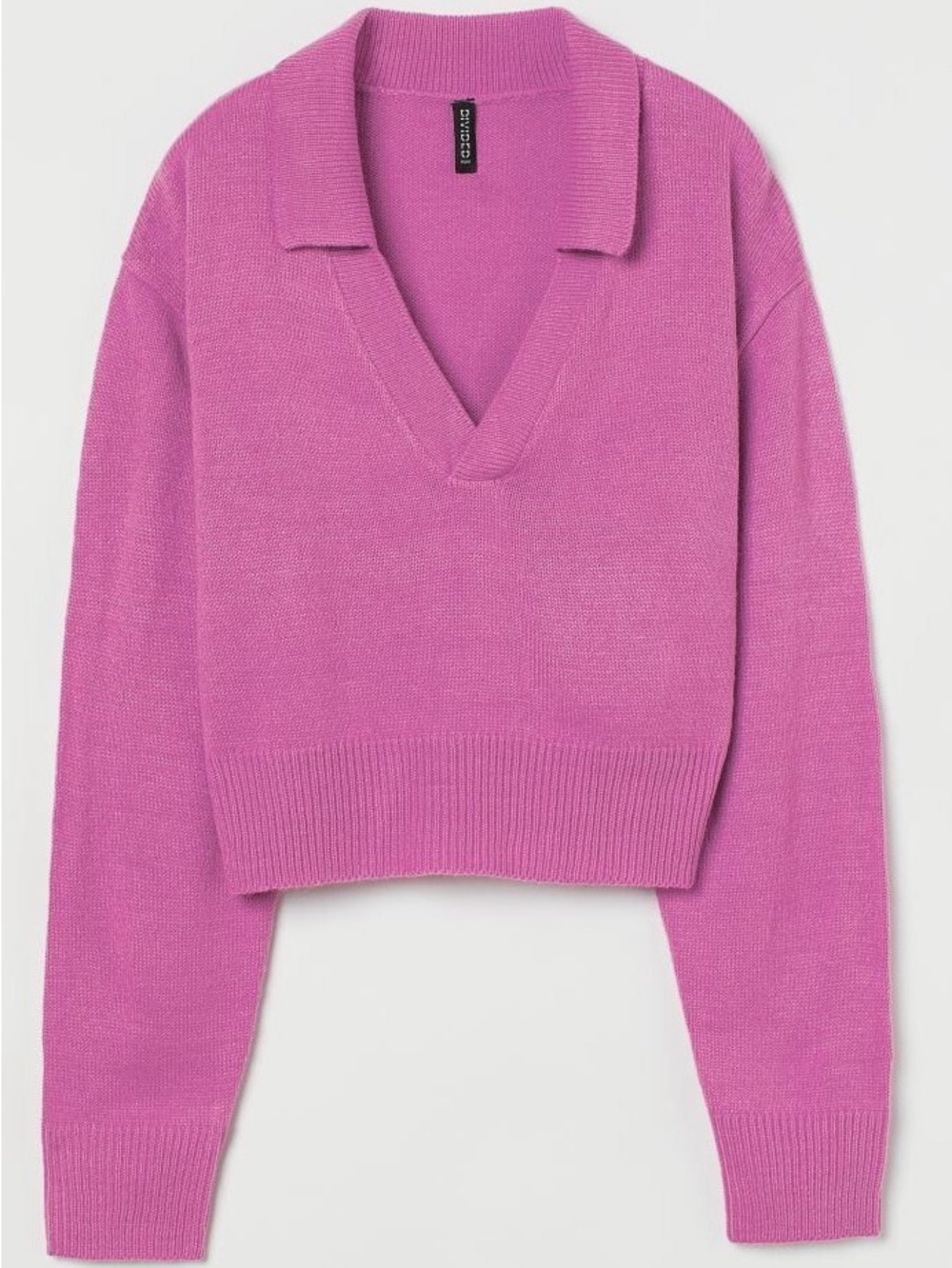 Pink V-Neck Collared Sweater